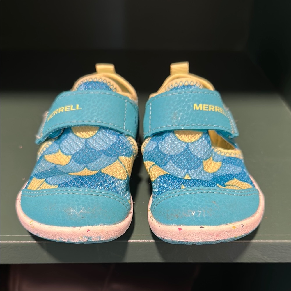 Merrell Water Shoes Blue Green Breathable Mesh Velcro Bare Steps H20